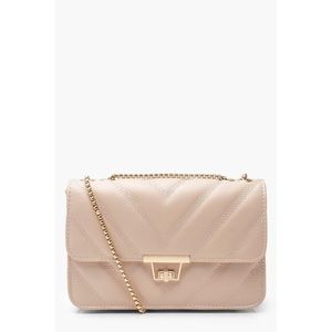 PU Cross Body Bag in Taupe with Gold Accents